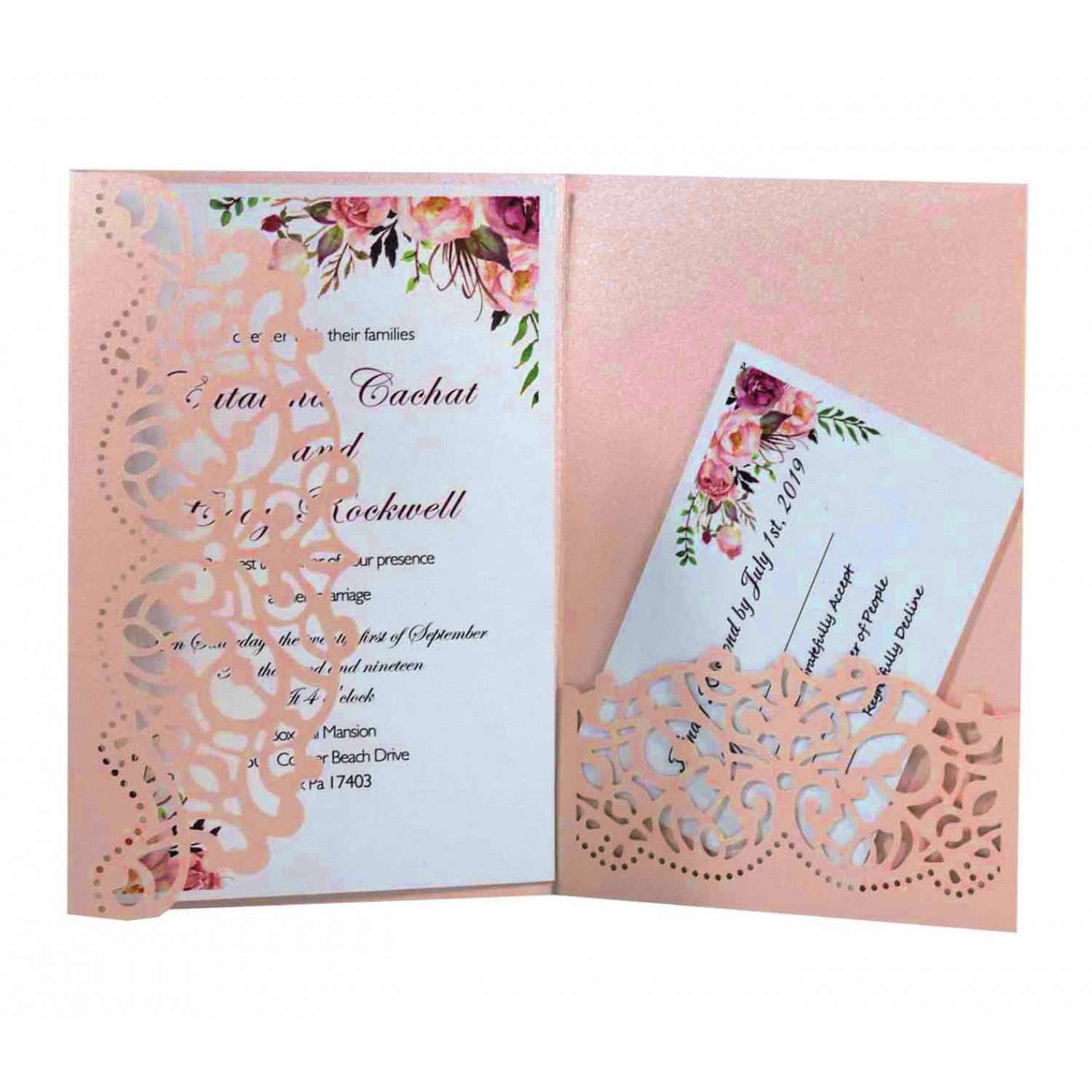 Laser Cut Wedding Invitation Card Wholesale Iridescent Paper